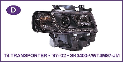 Devil Eye farovi VOLKSWAGEN T4 TRANSPORTER Hrom,crni 97-02